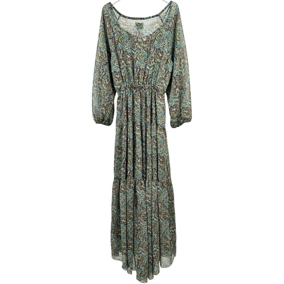 NWT Reformation Becca Dress - Brown Green Paisley Maxi Dress w/ Slip Liner sz S - Picture 4 of 16